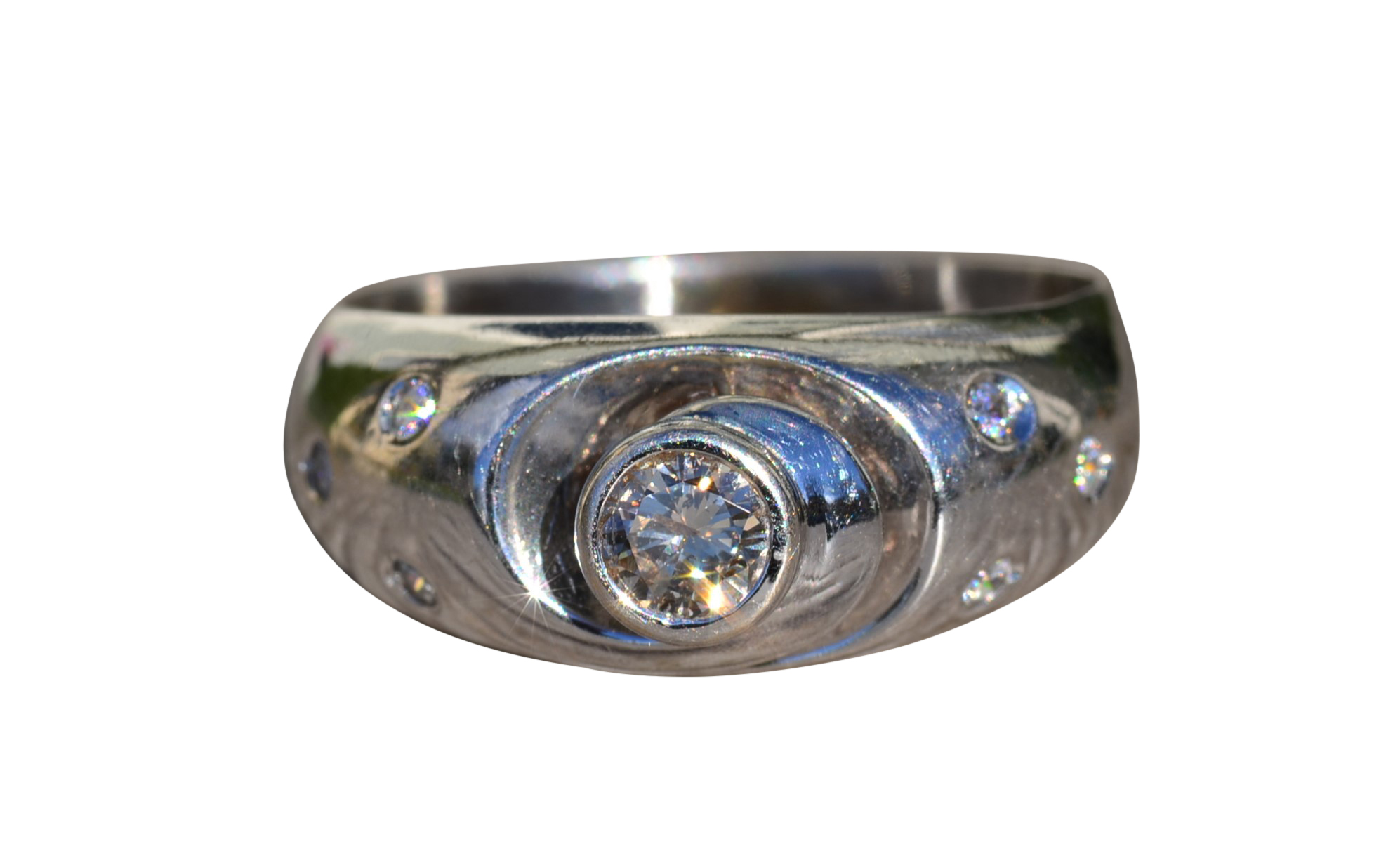 The Benzonia: Men's Vintage 14K White Gold Diamond Ring