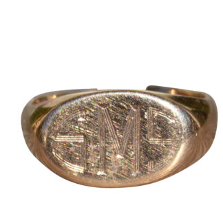 The Morton:  Ladies 14K Gold Engraved Signet Ring