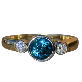 SOLD - The Wealdstone:  Ladies 14K Two Tone Ring set with Topaz and Diamonds