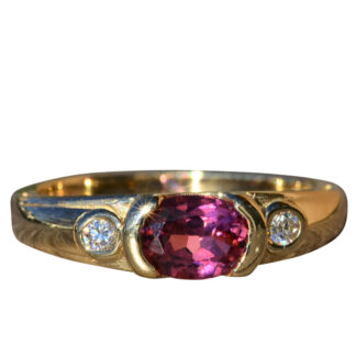 SOLD - The Ruxley:  Ladies 14K Gold Cocktail Ring set with Tourmaline and Diamonds