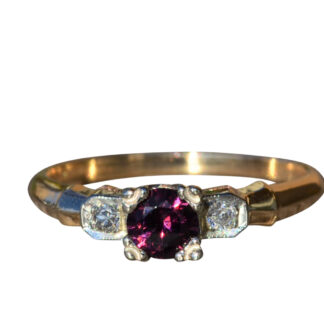 SOLD - The Totteridge:  Ladies 14K Gold Engagement Ring set with Garnet and Diamonds