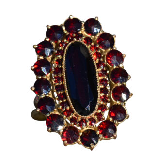 SOLD - The Pentonville:  Ladies Yellow Gold German Made Cocktail Ring set with Garnet