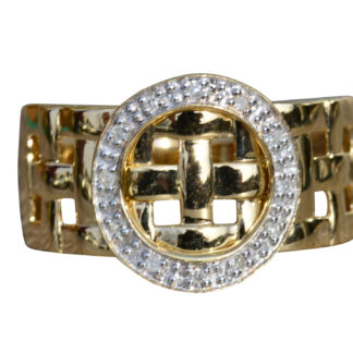 The Nolensville:  Ladies 14K Gold Diamond Buckle Ring