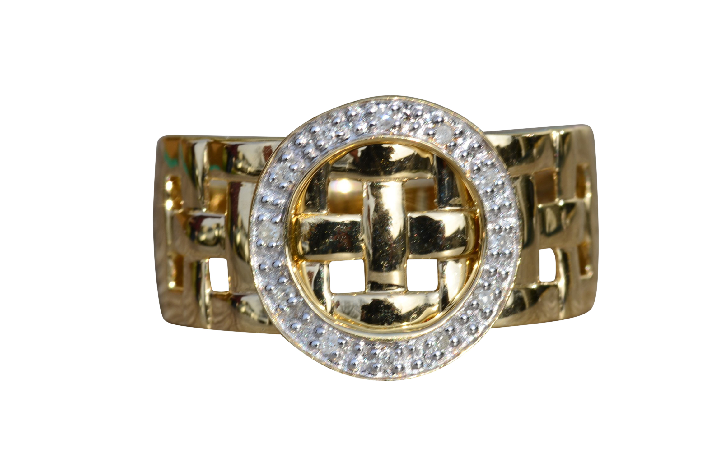 SOLD - The Nolensville: Ladies 14K Gold Diamond Buckle Ring