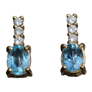 The Goodlettsville:  Ladies 14K Rose Gold Drop Earrings set with Topaz and Diamonds