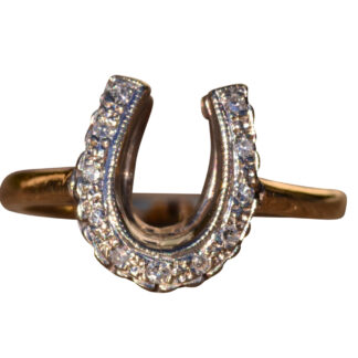 SOLD - The Andalusia:  Ladies 14K Two Tone Horseshoe Diamond Set Ring