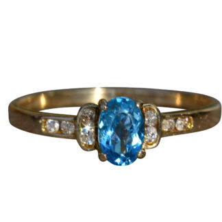 The Kennesaw:  Ladies 14K Gold Topaz and Diamond Ring