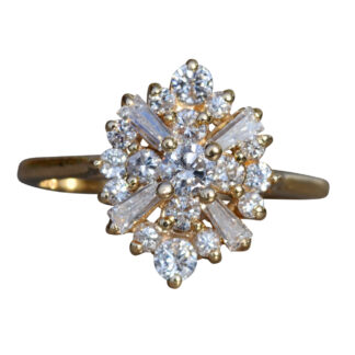 The Acworth:  Ladies 14K Yellow Gold Diamond Cluster Ring
