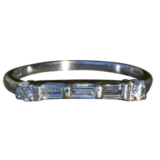 SOLD - The Claiborne:  Ladies 14K White Gold Wedding Band set with Diamonds