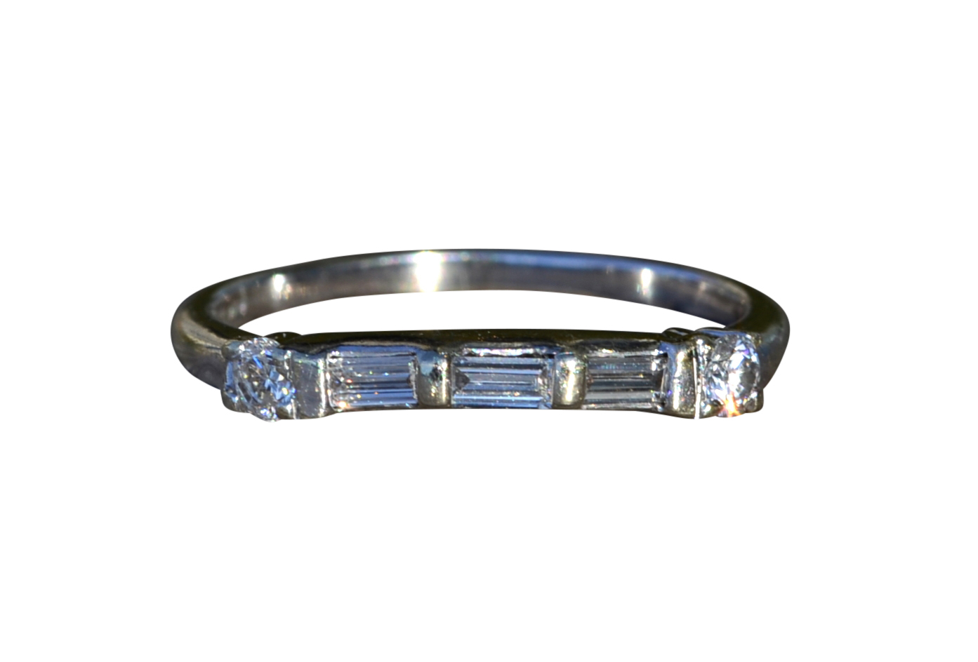 SOLD - The Claiborne: Ladies 14K White Gold Wedding Band set with Diamonds
