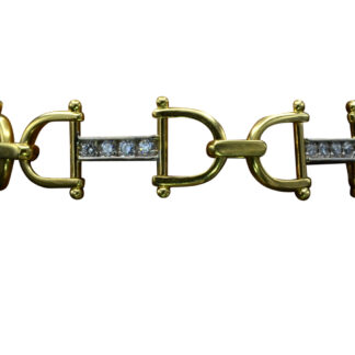 The Monarch Beach:  Two Tone Horse Bit Bracelet With Diamonds