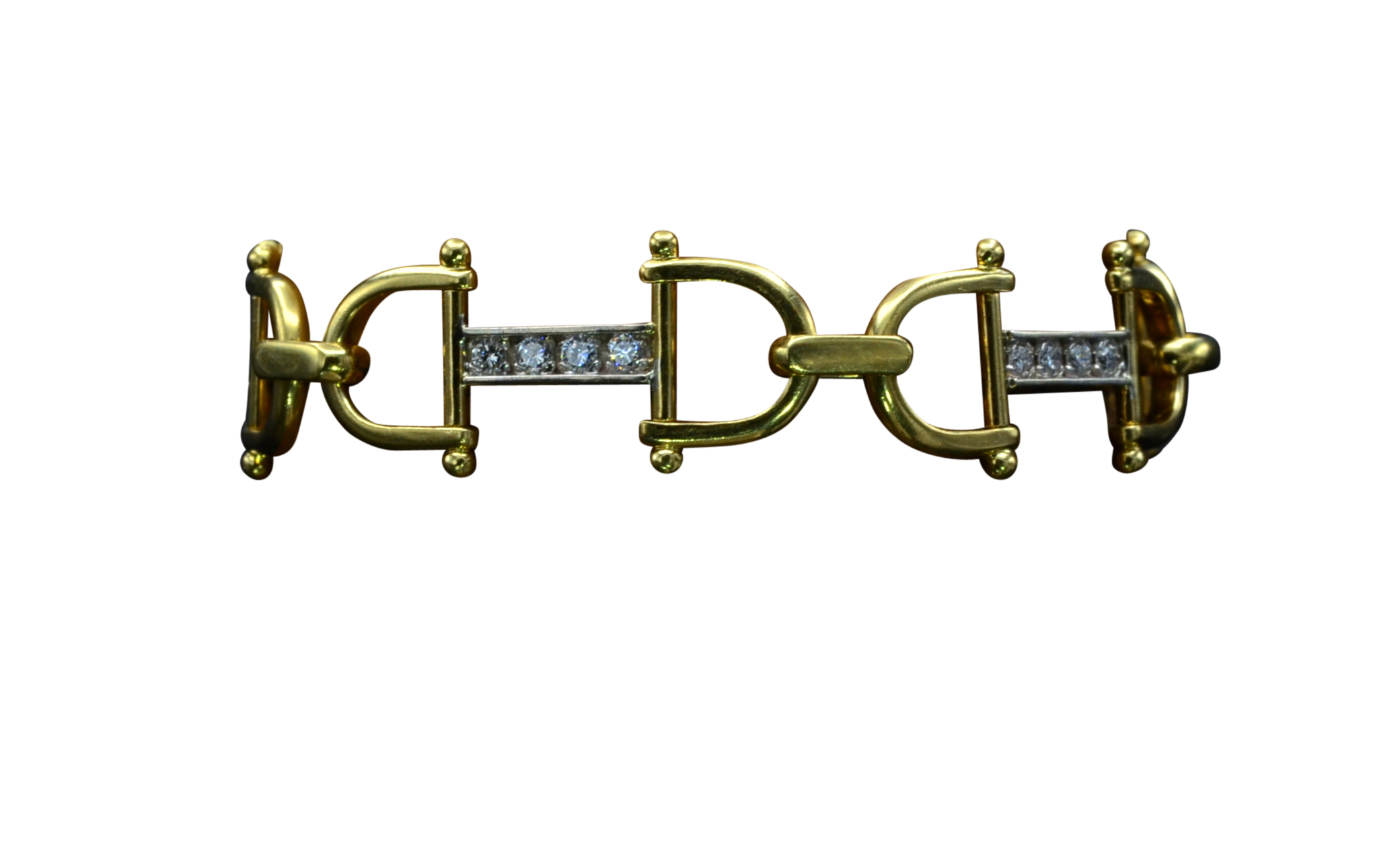 The Monarch Beach: Two Tone Horse Bit Bracelet With Diamonds