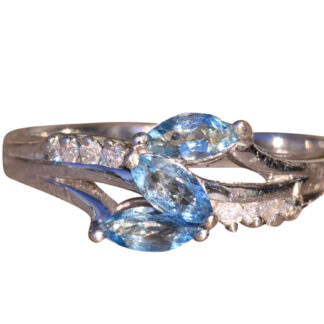 The Point Loma: White Gold Ring set with Marquise Topaz and Diamonds