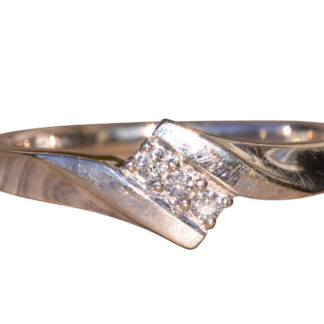 The Blossom Valley:  White Gold Bypass Ring with Diamonds