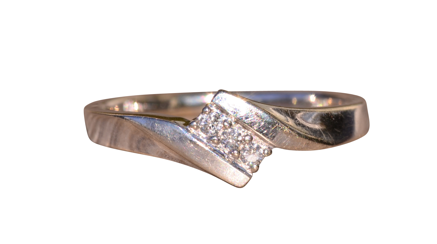 The Blossom Valley: White Gold Bypass Ring with Diamonds