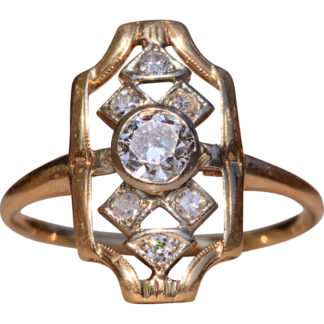 SOLD - The Colony Road: Antique Yellow Gold Filigree Ring set with Natural Diamonds