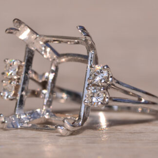 Signed White Gold Mounting with Diamonds