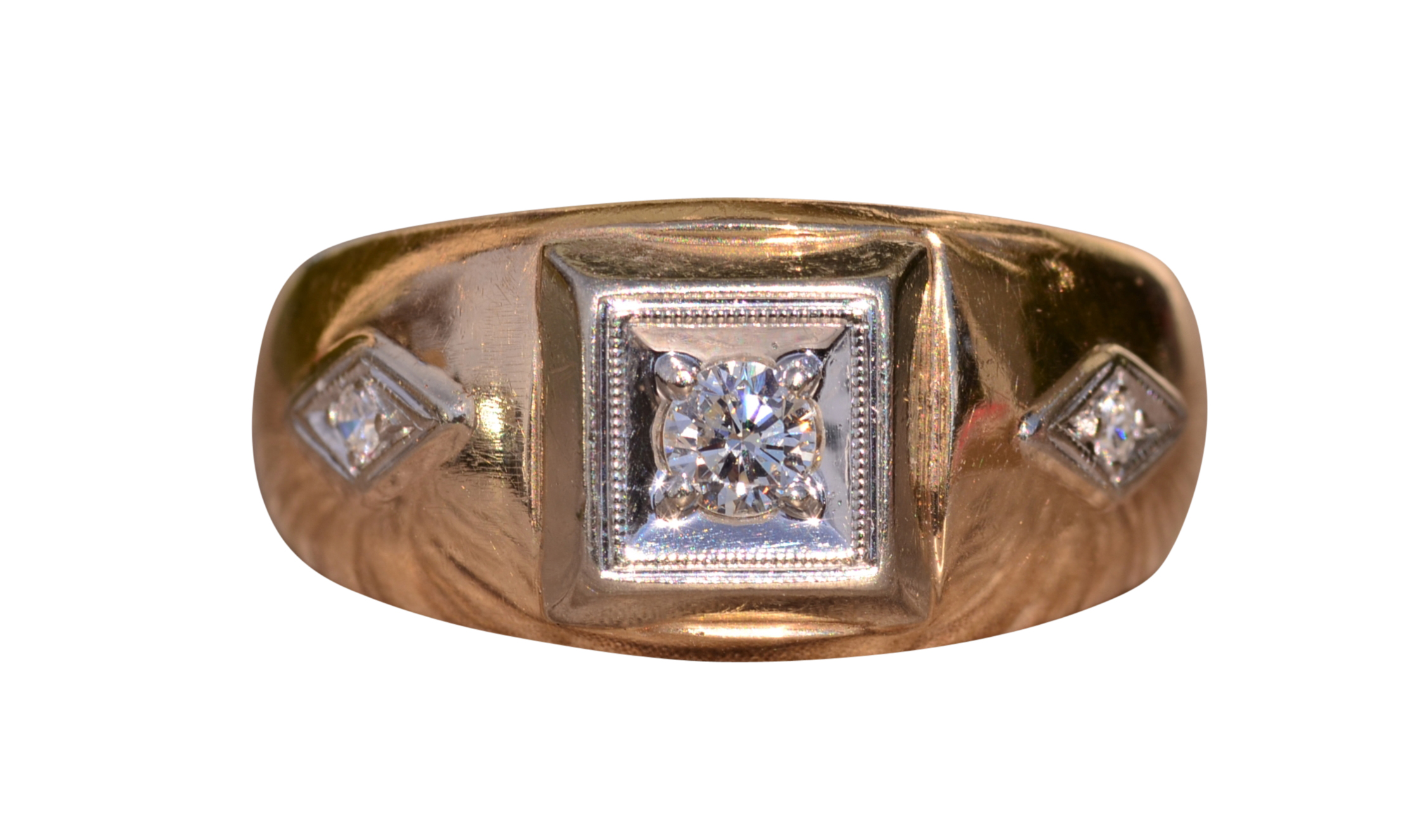The Euclan: Gentleman's Antique Cocktail Ring with Diamonds
