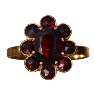 The St Augustine: Bohemian Rose Cut Garnet Ring in Yellow Gold