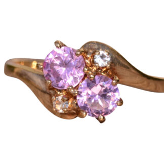 SOLD - The Cape May:  Antique Toi Et Moi Ring set with Pink and White Topaz