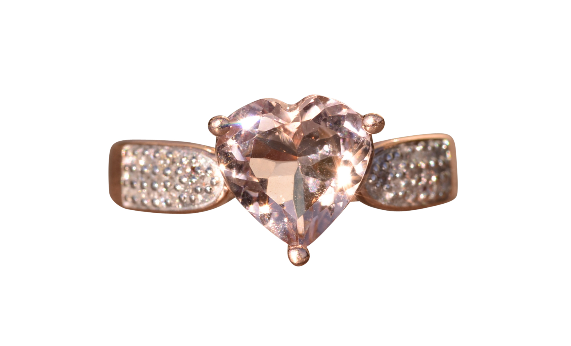 SOLD - The Lititz: Rose Gold Ring set with Heart Shaped Morganite and Diamonds