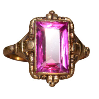 SOLD - The Lewisburg:  Antique Yellow Gold Ring set with Diffused Pink Sapphire