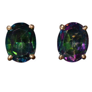 SOLD - The Wycombe:  Yellow Gold Stud Earrings set with Mystic Topaz
