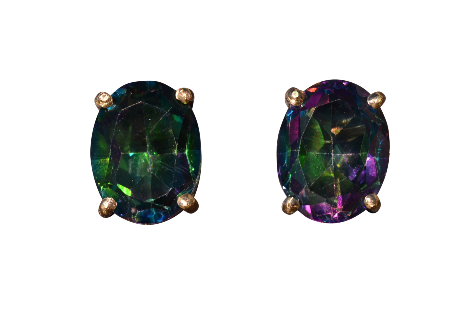 SOLD - The Wycombe: Yellow Gold Stud Earrings set with Mystic Topaz