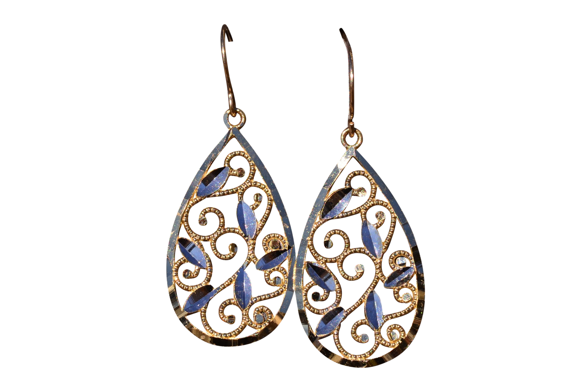 SOLD - The Gibsonburg: Diamond Cut Dangler Earrings in Yellow Gold