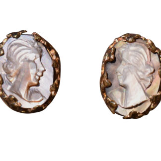 The Lutsk:  Vintage Mother of Pearl Cameo Stud Earrings