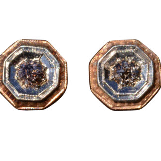 SOLD - The Fremont:  Old Mine Cut Diamond Stud Earrings with Fancy Light Pinkish-Brown Diamonds