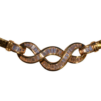 SOLD - The Swanton: Infinity Diamond Necklace in Yellow Gold with Omega Necklace