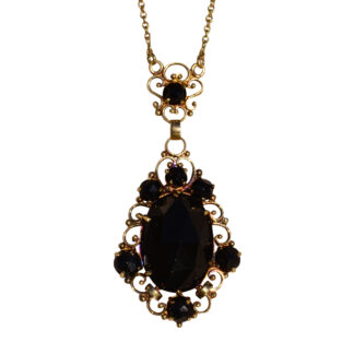SOLD - The Odesa: Bohemian Rose Cut Onyx Necklace in Yellow Gold