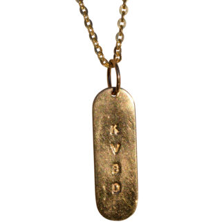 The Mari: Yellow Gold Tag Necklace Likely Designer