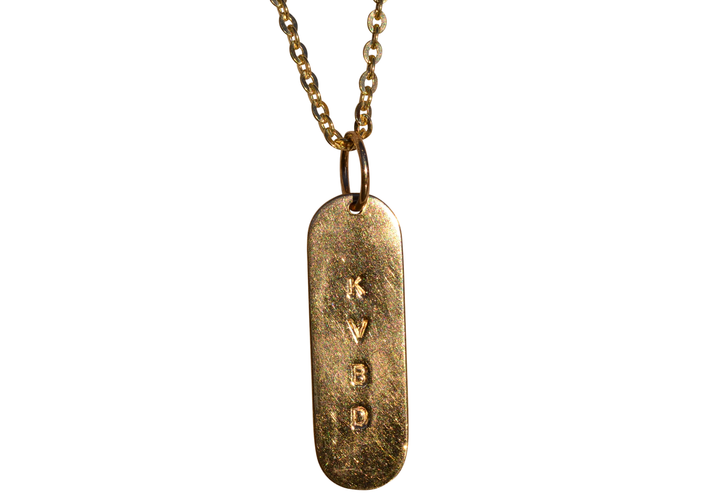 The Mari: Yellow Gold Tag Necklace Likely Designer