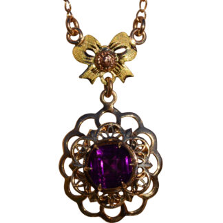 The Canton: Early Retro Era Rose Gold and Yellow Gold Amethyst Necklace