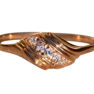 SOLD - The Findlay:  English Made Signed Rose Gold Ring set with White Sapphires