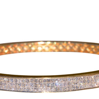 SOLD - The Bay Shore: Contemporary Invisibly Set Diamond Bangle Bracelet in Yellow Gold