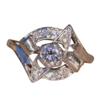 The Jonestown: Retro Era White Gold and Diamond Ring