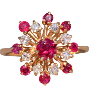 The Lisa: Ruby Cocktail Ring with Diamonds
