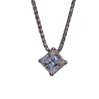The Spicewood:  Platinum Necklace With Solitaire CZ