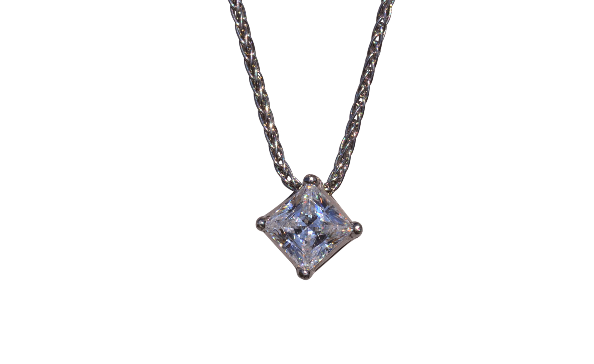 The Spicewood: Platinum Necklace With Solitaire CZ