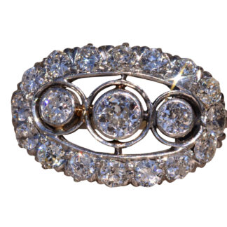 SOLD - The Dripping Springs:  Antique Edwardian Three Stone Ring with Old Mine Cut Diamonds