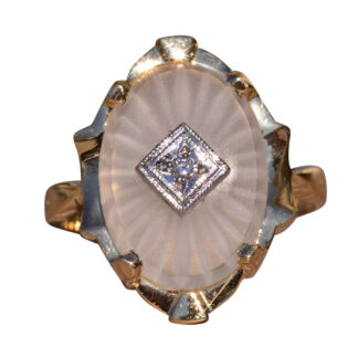 SOLD - The Henly:  Yellow Gold Camphor Glass and Diamond Ring