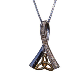 The Limerick:  White Gold and Yellow Gold Celtic Necklace with Diamonds