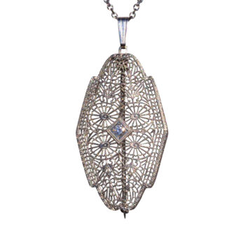 SOLD - The Clearview: Antique Filigree Pendant with Diamonds