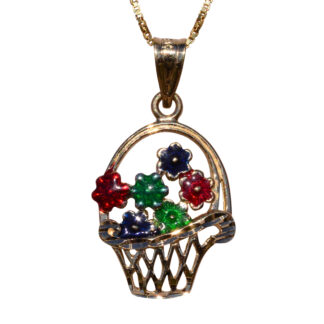The Noack:  Yellow Gold Flower Basket Pendant