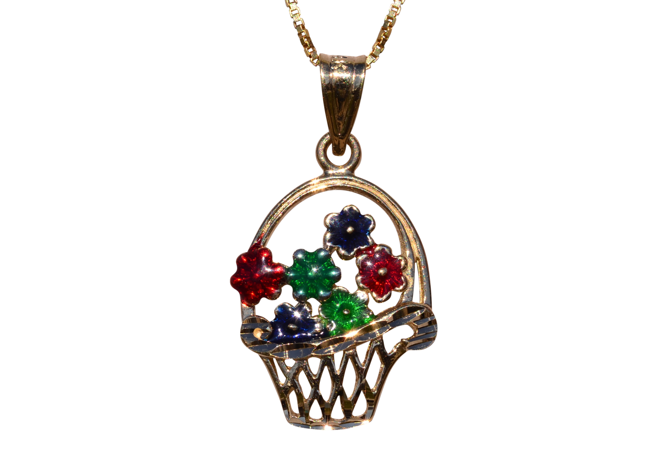 The Noack: Yellow Gold Flower Basket Pendant