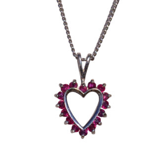 The Cooks:  White Gold Ruby Heart Necklace