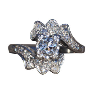 The Mission Hills:  Antique Platinum Bypass Engagement Ring